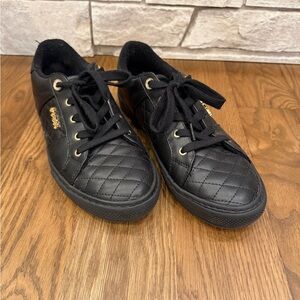 Guess Black Quilted Sneakers with Gold Details